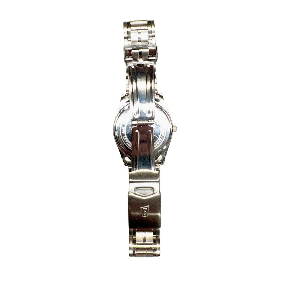 Vtg Festina F6825 Mens Watch Minimalist White Dial Silver Bracelet 35mm CW Badge